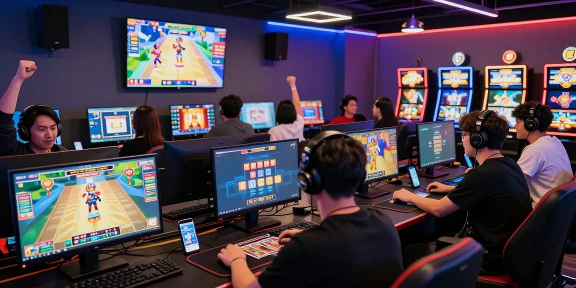 Players enjoying exciting games at https://b52club.radio.fm/ in a vibrant gaming lounge atmosphere.