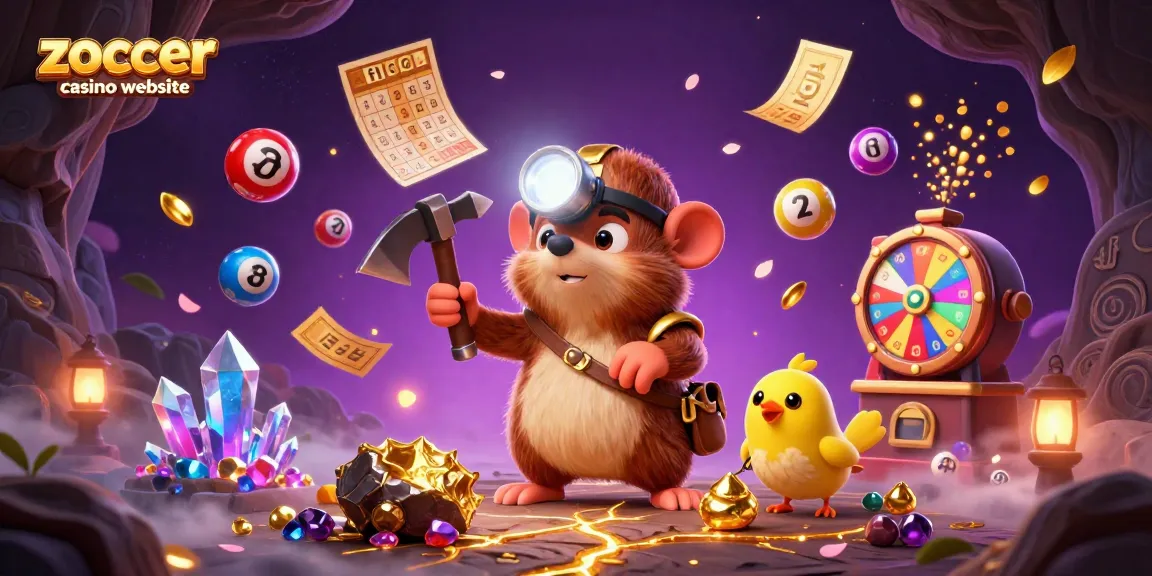 Play and win at the zoccer casino website with vibrant casino-themed characters and elements.
