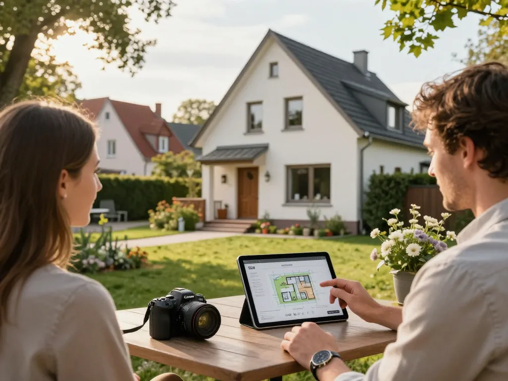 Engagierter Immobilienmakler, der eine Immobilie in Frankfurt Eckenheim präsentiert und den einzigartigen Charme sowie die Lebensqualität der Gegend für potenzielle Käufer hervorhebt.