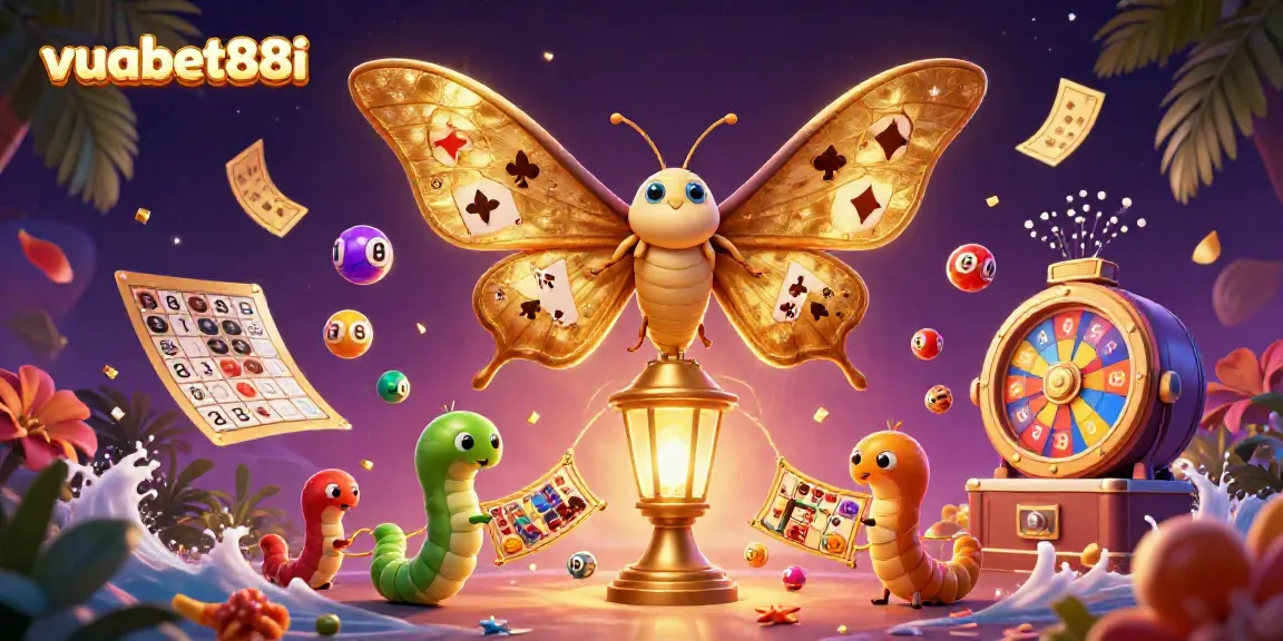 Engage with the thrilling world of vuabet88i, showcasing vibrant lottery balls and casino elements in a dynamic 3D scene.