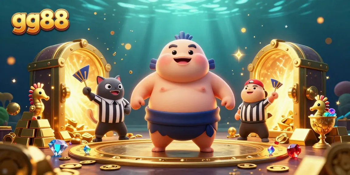 Win big with gg88 in an exciting underwater casino scene featuring vibrant 3D characters.