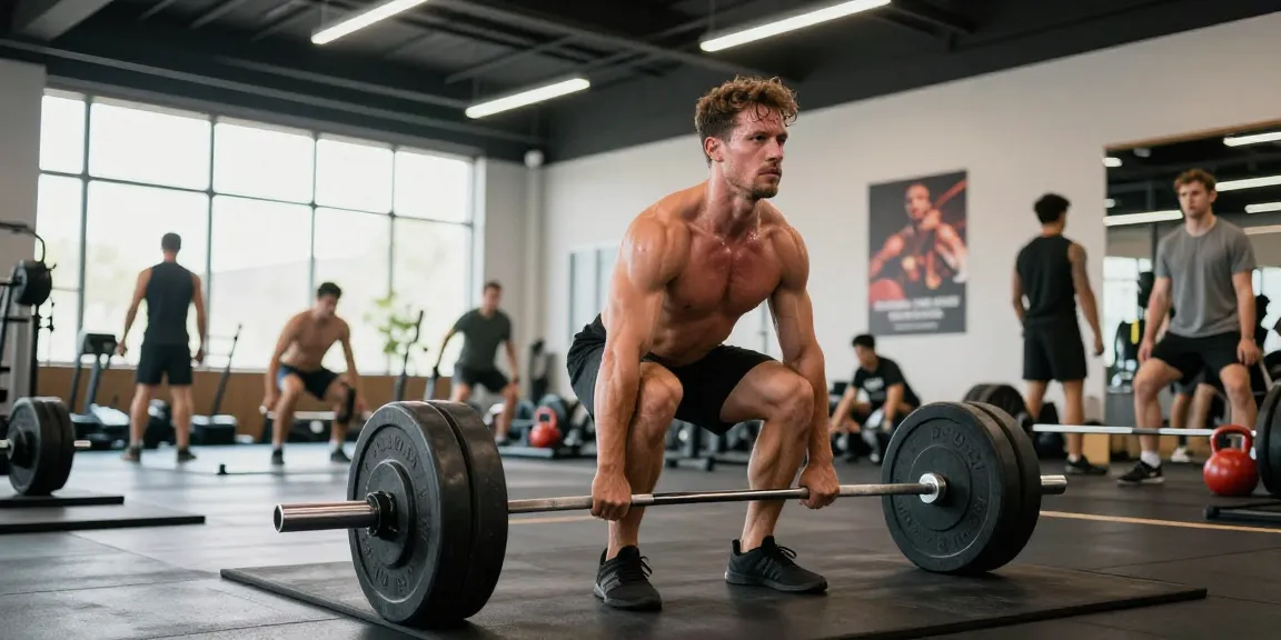 Muskulöser Mann beim Krafttraining im Steroidshop für effektives Muskelwachstum.