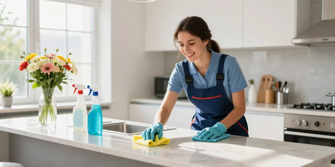 Professional cleaner demonstrating quality services of reinigungsfirmen solothurn in a sunlit home.