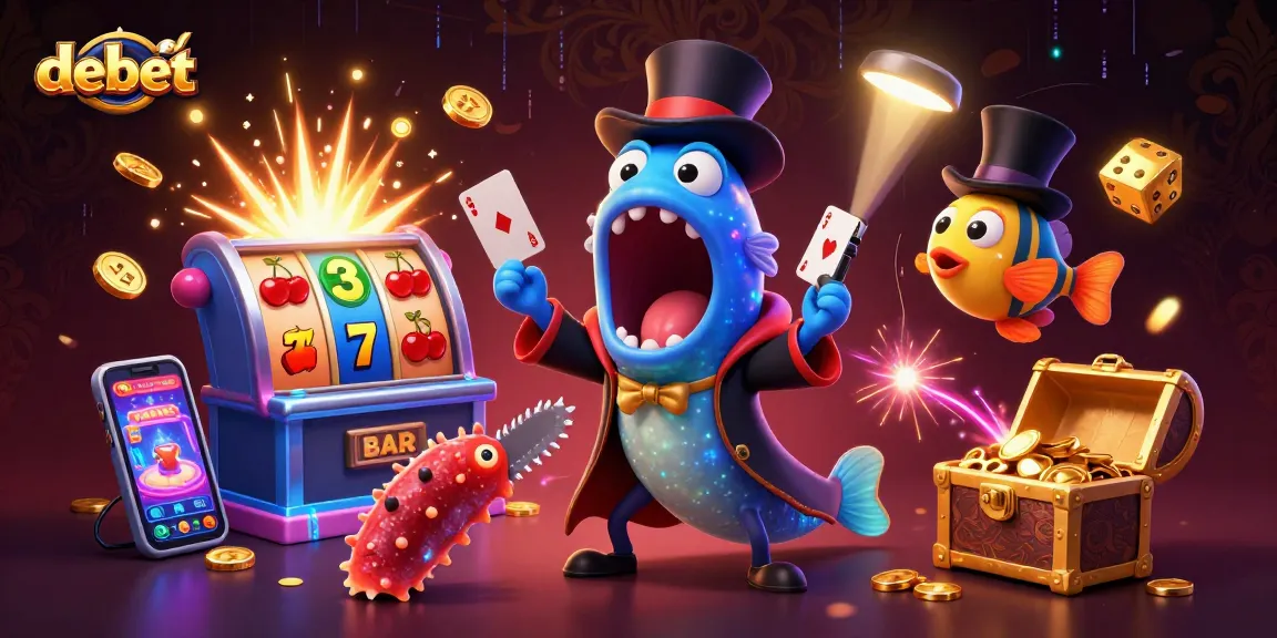 Experience thrilling debet card tricks with a glowing sea eel, anglerfish, and dazzling casino elements.