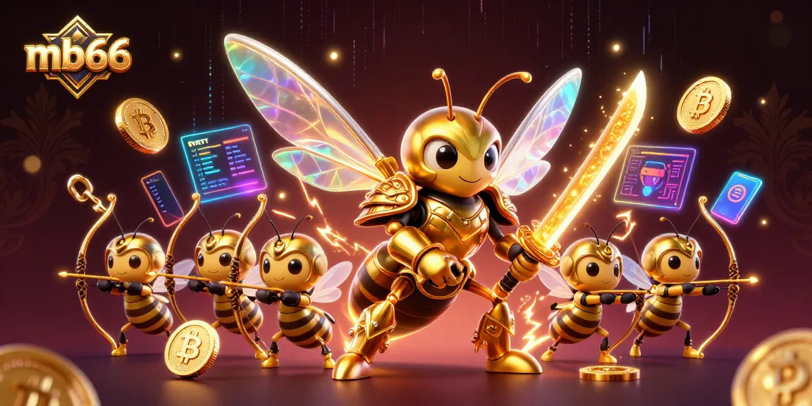Engage with exciting gaming at mb66 while enjoying vivid digital illustrations of a golden hornet samurai.
